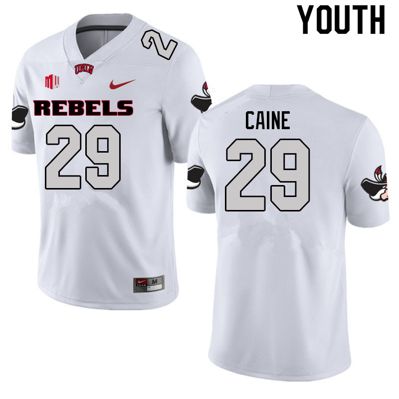 Youth #29 Tre Caine UNLV Rebels College Football Jerseys Sale-White